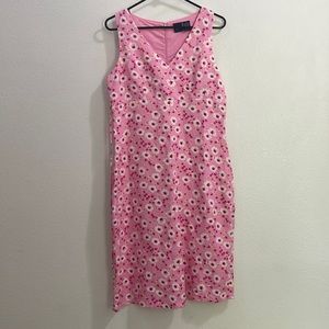 Basic Editions Floral Linen Blend Sleeveless Midi Dress - Pink